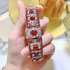 Luxury Vintage Ruby and High Carbon Diamond Bracelet for Women: 100% 925 Real Silver