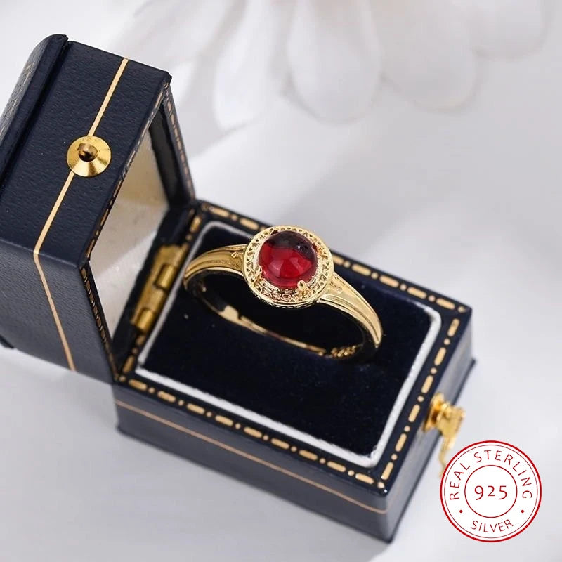 Vintage Royalty: Agete Round Garnet Opening Ring