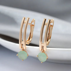 SYOUJYO Water Drop Emerald Green Natural Zircon Earrings For Women 585 Rose Gold Color Wedding Jewelry Luxury Dangle Earrings