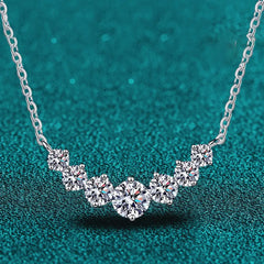 Full Moissanite Diamond Necklace for Women 925 Sterling Sliver with Plated White Gold Neck Pendent Wedding Fine Jewely