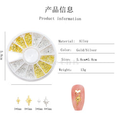 Mix Sizes Gold & Silver Starlight Metallic Nail Art Rhinestones - DIY Salon Wheel