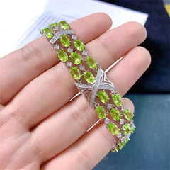 Versatile Luxury: Natural Peridot 925 Silver Ladies Bracelet - Simple, Fashionable Design