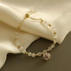 Stylish Opal Pendant Bracelet: Korean Fashion Jewelry with Zircon Pendant Detail