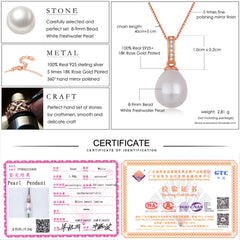 LAMOON Freshwater Pearl 925 Sterling Silver Pendant Necklace For Women 18K Rose Gold Plated Pearl Necklace Fine Jewelry  LMNI047