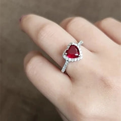 Elegant Luxury: Red Heart Cubic Zirconia Ring