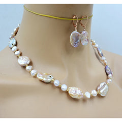 Baroque Pearl Necklace and Earring Set: Natural Breeding Collection