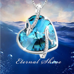 Fashion Dolphin Necklace with Heart Sapphire Zircon Crystal Pendant: Engagement Necklaces for Women