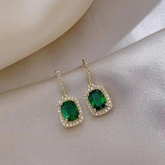 French Retro Emerald Drop Earrings: Add a Touch of Personality with Simple Green Gemstone Jewelry