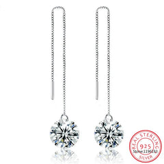 1CT Moissanite Long Drop Earrings: 925 Sterling Silver, Brilliant Lab Diamond Dangles for Women