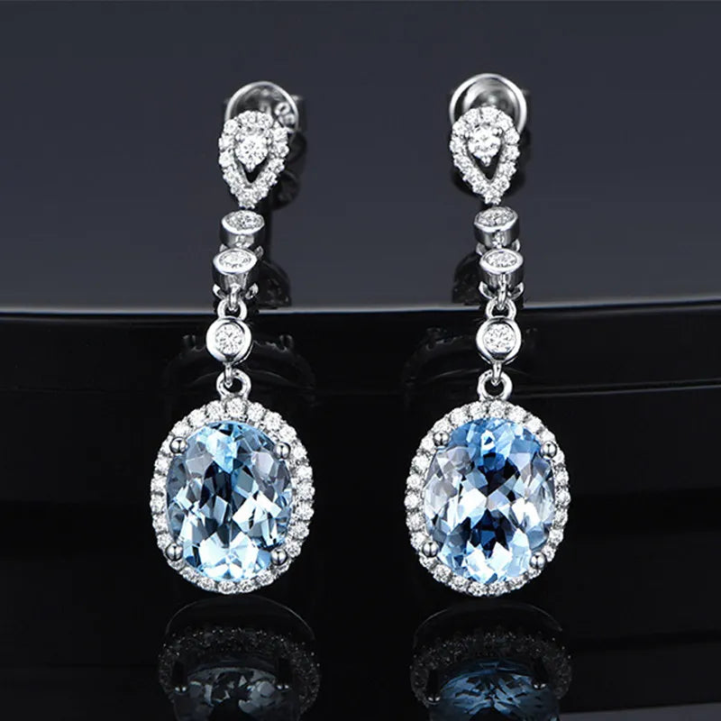 Timeless Elegance: Sterling Silver 925 Natural Aquamarine Drop Earrings for Women