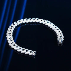 Smyoue 18k Gold Plated Cuban Bracelet: High Carbon Diamond, 925 Sterling Silver