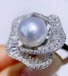 Timeless 10-11mm South Sea Round White Pearl Ring in 925s