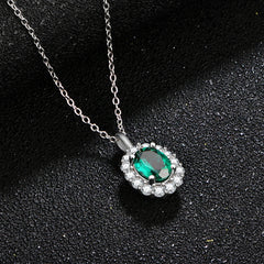 Vintage Charm: ATTAGEMS 925 Sterling Silver Oval Cut Created Moissanite Emerald Pendant Necklace Fine Jewelry Wholesale