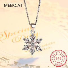 Moissanite Snowflake Pendant Necklace with Lab Diamonds, 925 Sterling Silver for Women