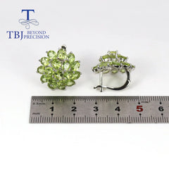 TBJ Romantic natural peridot gemstone 925 sterling silver best ring & pendant & earring for women daily party wear