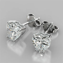 925 Sterling Silver 4 Carat Heart Shape Moissanite Stud Earrings