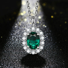 Vintage Charm: ATTAGEMS 925 Sterling Silver Oval Cut Created Moissanite Emerald Pendant Necklace Fine Jewelry Wholesale