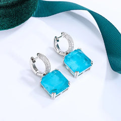 New 925 Silver Emerald Paraiba Stud Earring: Sparkling Fine Jewelry for Women