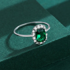 2024 NEW Classic Emerald Ring For Woman Real S925 Silver Diamond Crystal Flower