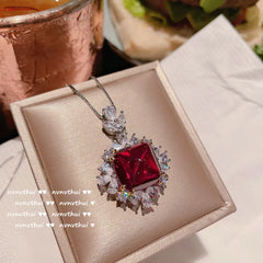 Luxury Ruby Gemstone Jewelry Set: Silver Color Crystals for an Elegant Touch