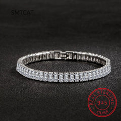 Emerald Cut High Carbon Diamond Bracelets: 100% 925 Sterling Silver