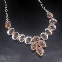 Glowing Honey Topaz Chain Necklace: Sterling Silver Elegance for Women