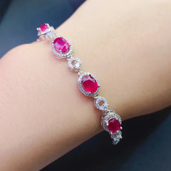 Natural Ruby Bracelet for Women: 925 Silver Jewelry with Luxury Gemstones, 18k Gold Plated