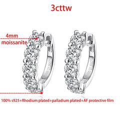 Smyoue 18k 3cttw Moissanite Hoop Earrings: Stunning 4mm D Color Sparkling Created Diamond Stones in 925 Sterling Silver