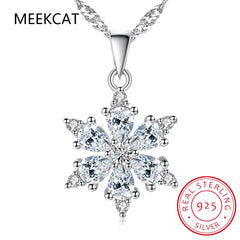 Moissanite Snowflake Pendant Necklace with Lab Diamonds, 925 Sterling Silver for Women