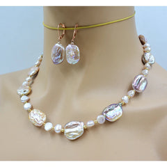 Baroque Pearl Necklace and Earring Set: Natural Breeding Collection