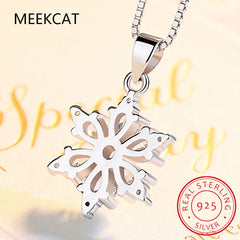 Moissanite Snowflake Pendant Necklace with Lab Diamonds, 925 Sterling Silver for Women