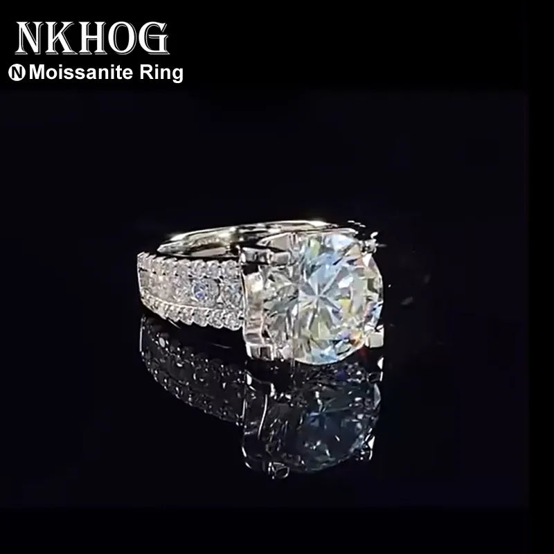 NKHOG 2-Carat Moissanite Wedding Ring: Sterling Silver Band, D Color VVS Diamond