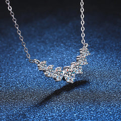 Full Moissanite Diamond Necklace for Women 925 Sterling Sliver with Plated White Gold Neck Pendent Wedding Fine Jewely