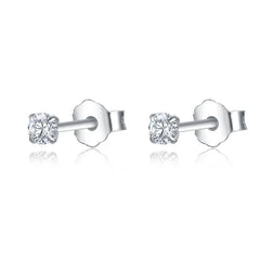 925 Sterling Silver Single Diamond Stud Earrings