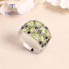 Fashion Peridot Jewelry Set: Natural Gemstone Earrings and Ring in 925 Sterling Silver for Women