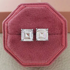 Lab Diamond Asscher Cut Stud Earrings in 925 Sterling Silver