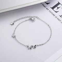 925 Sterling Silver Butterfly Bracelet with Diamond Accents