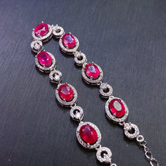 Natural Ruby Bracelet for Women: 925 Silver Jewelry with Luxury Gemstones, 18k Gold Plated