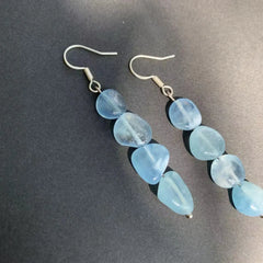 Genuine Natural Aquamarine 925 Sterling Silver Earrings