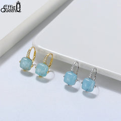 Effie Queen Natural Aquamarine Jewelry Set 14K Gold over 925 Sterling Silver Ring Pendant and Earrings Set for Women Gift SSGM08