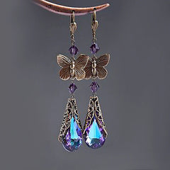 Rainbow CZ Teardrop Dangle Earrings for Women: Butterfly Created Mystic Topaz Drop Earring, Hypoallergenic Jewelry for Her