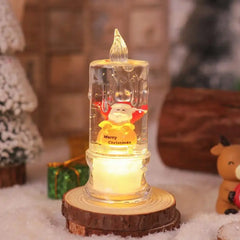 Christmas Candle Night Light Clear Flameless Taper Candles Water-Filled LED Lighted Pillar Candles Flickering LED Candles With