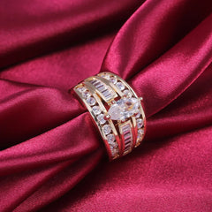 18K Multi Gold Ring for Women with Natural 1 Carat Diamond