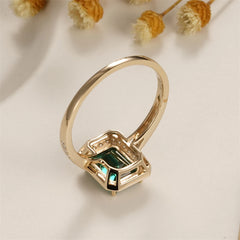 Radiant: CxsJeremy 14K Gold Ring with Lab Emerald Center & Moissanite Accents