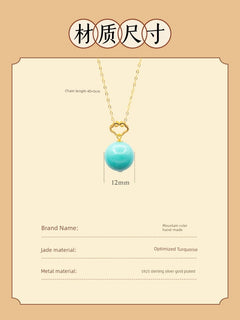 Mountain Ruler Necklace Women's New Chinese Pendant Mu Blue Turquoise