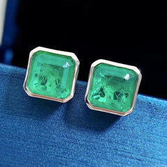 PANSYSEN Vintage 925 Sterling Silver Square 3CT Emerald Gemstone Ear Stud Earrings Anniversary Cocktail Fine Jewelry Wholesale