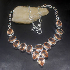 Glowing Honey Topaz Chain Necklace: Sterling Silver Elegance for Women