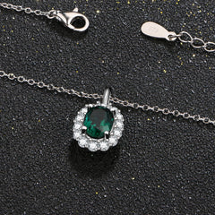 Vintage Charm: ATTAGEMS 925 Sterling Silver Oval Cut Created Moissanite Emerald Pendant Necklace Fine Jewelry Wholesale