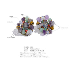 Glamour in Rounds: Handmade Crystal Amethyst Stone Stud Earrings with Stainless Steel Stylish Charm Bead