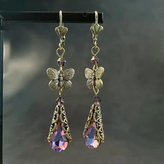 Rainbow CZ Teardrop Dangle Earrings for Women: Butterfly Created Mystic Topaz Drop Earring, Hypoallergenic Jewelry for Her